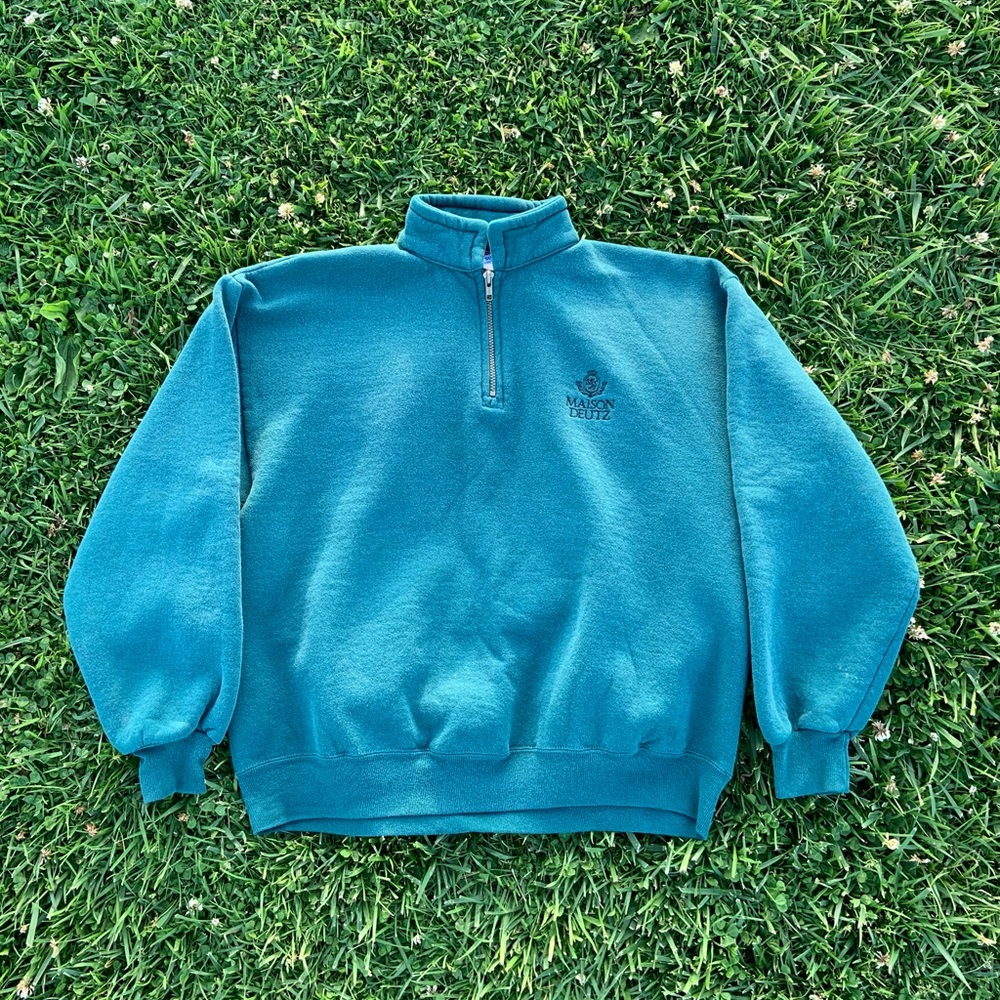 Turquoise Quarter Zip-up Maison Duetz Pullover